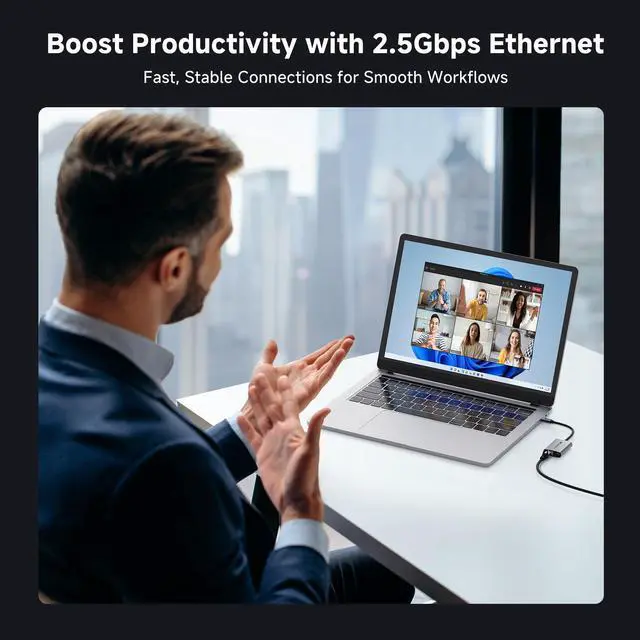 Alt view image 4 of 5 - Cable Matters USB C to 2.5Gb Ethernet Adapter with 140W Charging, 2.5 Gigabit Network Speed, USB C to Ethernet Adapter Compatible with USB4, Thunderbolt 4/5, MacBook, Laptop, and USBC Devices