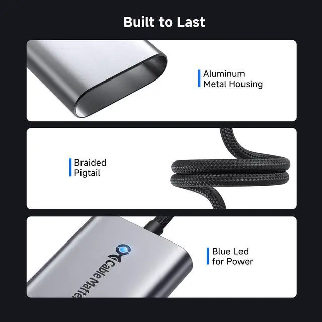 Alt view image 5 of 5 - Cable Matters USB C to 2.5Gb Ethernet Adapter with 140W Charging, 2.5 Gigabit Network Speed, USB C to Ethernet Adapter Compatible with USB4, Thunderbolt 4/5, MacBook, Laptop, and USBC Devices