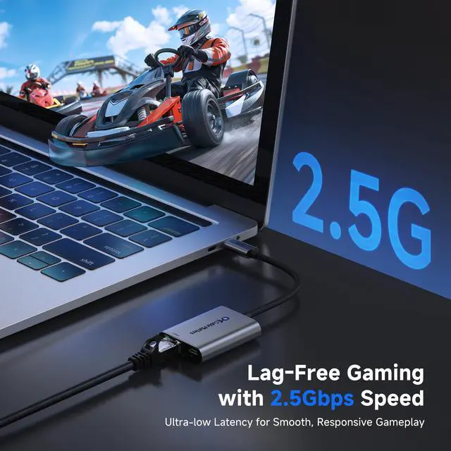 Alt view image 3 of 5 - Cable Matters USB C to 2.5Gb Ethernet Adapter with 140W Charging, 2.5 Gigabit Network Speed, USB C to Ethernet Adapter Compatible with USB4, Thunderbolt 4/5, MacBook, Laptop, and USBC Devices