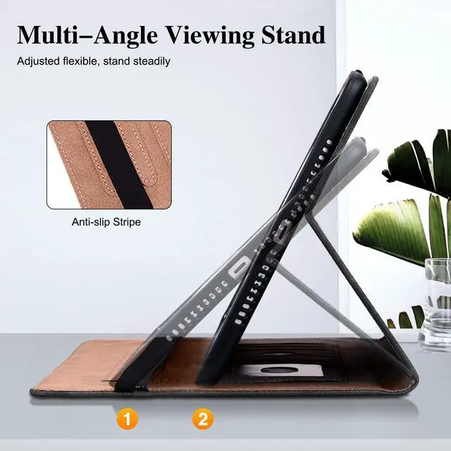 Alt view image 4 of 5 - YHDXUYS Case for Samsung Galaxy Tab S10 Plus 2024/S9 FE Plus 2023/S9 Plus 2023 12.4 Inch Tablet with Pencil Holder, Multiangle Stand Wallet Design Cover,Blue Owl