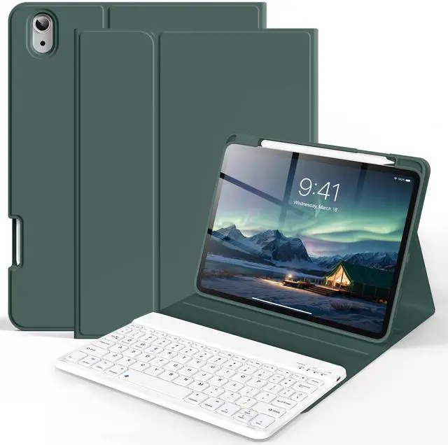 Main image of Keyboard Case for iPad (A16) 11th/10th Generation 2025/2022 with Pencil Holder, Detachable Wireless Bluetooth Fast Pairing Keyboard, Durable Soft TPU Cover for 11" iPad11/10.9" iPad10 Gen, Green