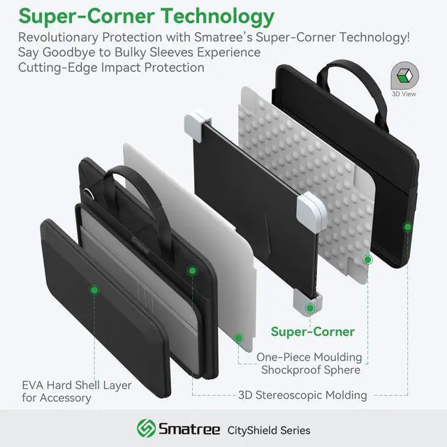 Alt view image 2 of 5 - Smatree CityShield Laptop Shoulder Case for 15.6 inch MSI Modern 15/Modern 15 H, for 15.6 inch MSI Prestige 15 A11S/A10S/A12U/A12S, for 15.6inch Summit B15 A11M, for 14 inch Modern 14 C7M/C11M (MC04)