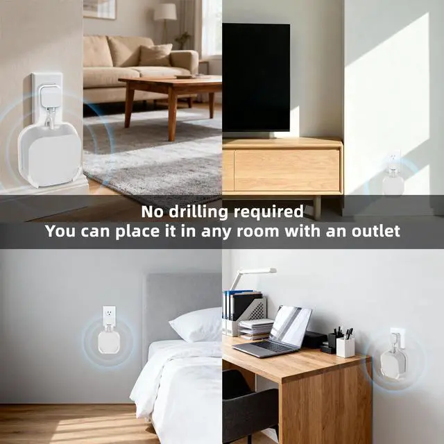 Alt view image 5 of 5 - Outlet Wall Mount for eero 7, No-Drill Plug Adapter with Hidden Cable Management, Space-Saving for Dual-Band Mesh System (3 Pack)