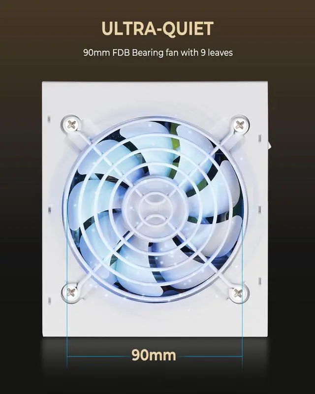 Alt view image 4 of 5 - SFX Power Supply 750W, 80 Plus Gold Gaming PSU with PCIe 5.0, Fully Modular, Ultra-Quiet Fan, 110V/220V Full Voltage & Multi-Protection for Desktop PC Server (White)