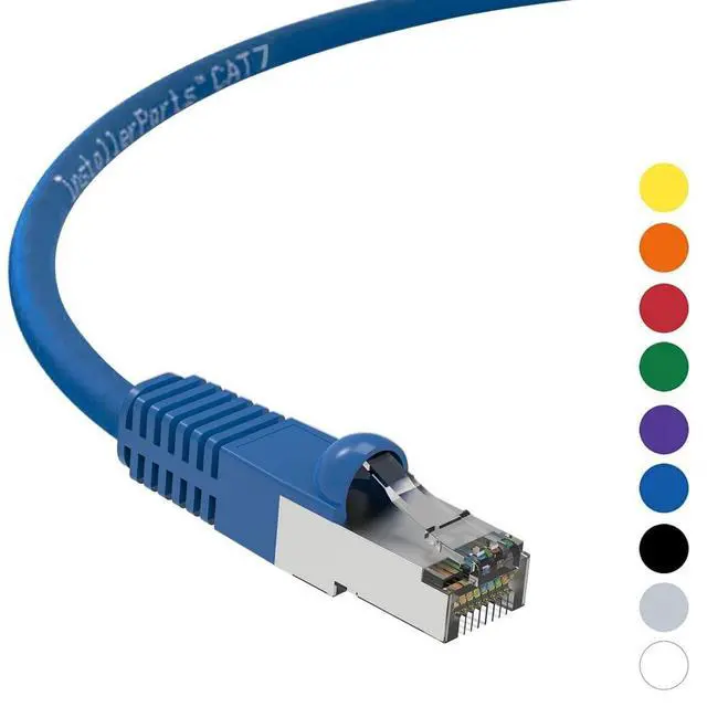 Alt view image 5 of 5 - InstallerParts Ethernet Cable CAT7 Cable Shielded (SSTP) Booted 25 FT - Blue - Professional Series - 10Gigabit/Sec Network/High Speed Internet Cable, 600MHZ