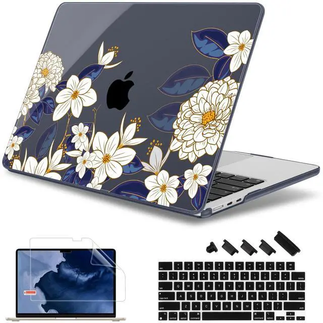 Main image of May Chen [2025 New Pattern] for MacBook Air 13.6 inch Case M2 M3 M4 Chip Model: A2681 A3113 A3240, 2022-2025 Release, Plastic Hard Shell Cover with Screen Protector & Keyboard Skin - Luxury Floral