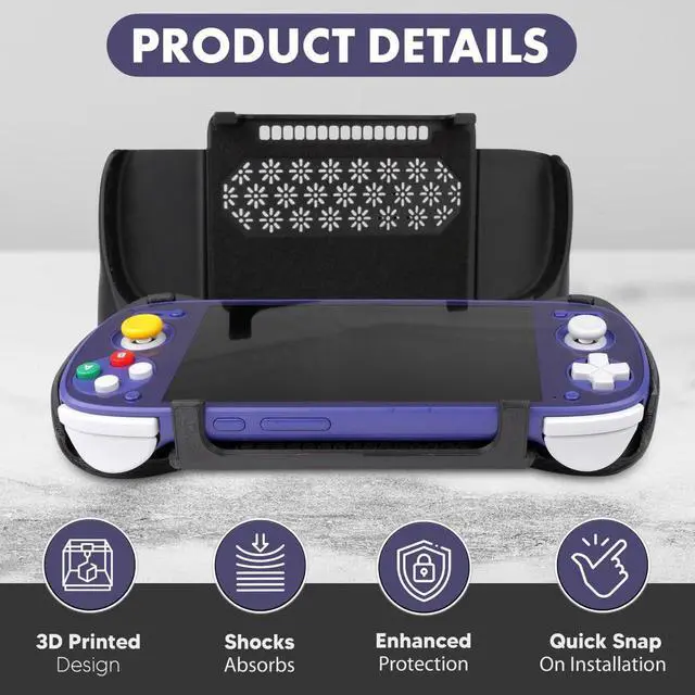 Alt view image 3 of 5 - Felt Grip 2-in-1 for Retroid Pocket 5 & G2 Black Reversible Screen Cover & Thick Comfort Grip Case with Felt Wrap Ergonomic RP 5 G2 Handheld 2n1 Deluxe from JCSFY Official