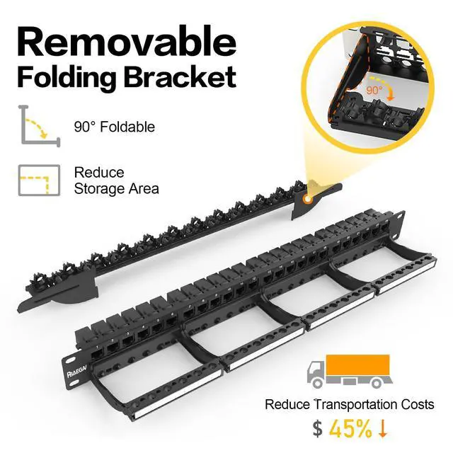 Alt view image 3 of 5 - Patch Panel 24 Port with cat6 UTP Keystone JackEC Listed Front Cable Rack Smart Cable Management for 19 inch Rack Mount (CAT6 Keystone Jack Unshielded)