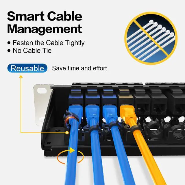 Alt view image 5 of 5 - Patch Panel 24 Port with cat6 UTP Keystone JackEC Listed Front Cable Rack Smart Cable Management for 19 inch Rack Mount (CAT6 Keystone Jack Unshielded)