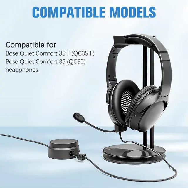 Alt view image 2 of 5 - CLANMOU Universal Detachable Boom Mic for Bose QuietComfort 35 II(QC35 II) & Quiet Comfort 35(QC35) Headphones  Compatible with PS5, PS4, Xbox One & PC (Built-in Mute Switch)
