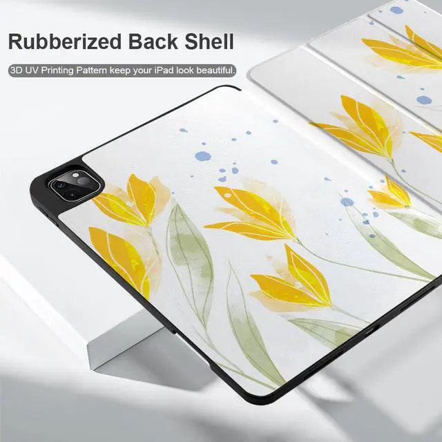 Alt view image 5 of 5 - Yebiseven Case for iPad 9th/8th/7th Generation 10.2 inch, Shockproof Tablet Case for iPad 10.2 inch 2022 2020 2019, Soft TPU Back Cover with Auto Wake/Sleep & Pencil Holder, Botanical Watercolor