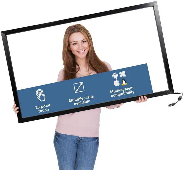Main image of WEILEHAPPY 55-Inch Infrared Touch Frame - Driver-Free Plug & Play Touch Screen Panel, Anti-Glare & High Sensitivity, Compatible with Touch Screen TVs, Smart Boards, Industrial Monitors (Black, 55 in)