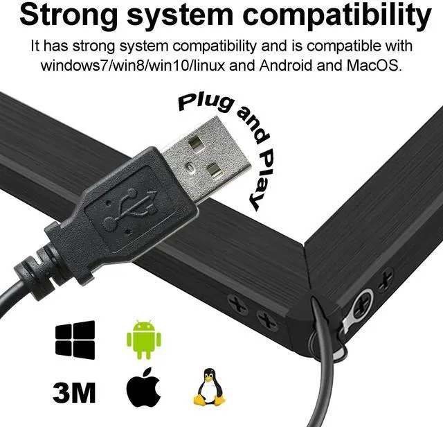 Alt view image 2 of 5 - WEILEHAPPY 55-Inch Infrared Touch Frame - Driver-Free Plug & Play Touch Screen Panel, Anti-Glare & High Sensitivity, Compatible with Touch Screen TVs, Smart Boards, Industrial Monitors (Black, 55 in)