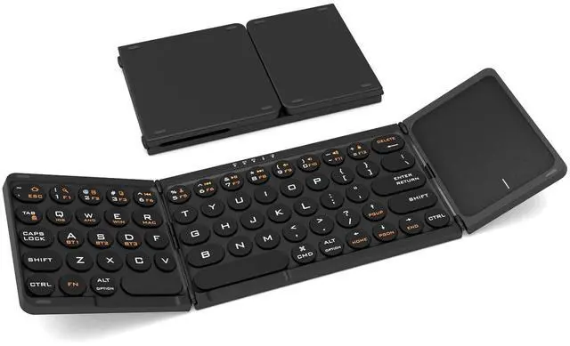 Main image of Foldable Bluetooth Keyboard with Touchpad - Portable Wireless Keyboard, Rechargeable Full Size Ultra Slim Pocket Folding Keyboards for Android Windows iOS Tablet & Laptop