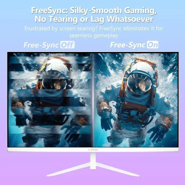 Alt view image 5 of 5 - Z-Edge 24 inch 240Hz 165Hz Gaming Monitor, FHD 1080p, MPRT 1ms, IPS Monitor Gaming, 350nits, 16.7M Colors, 99% sRGB, UG24PJ Frameless Bezel, DP x1, HDMI x1(White)