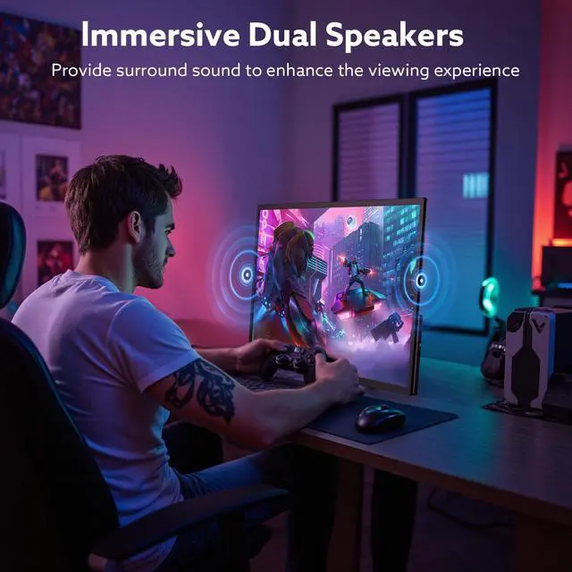 Alt view image 5 of 5 - GWSGUT 23.8'' FHD 1080P 120Hz Portable Monitor VESA USB-C HDMI Large Second External Gaming Screen Built-in Stand Speakers for Laptop PC Mac Phone PS4/5 Xbox HDR IPS Display (1080p 120Hz, 23.8")