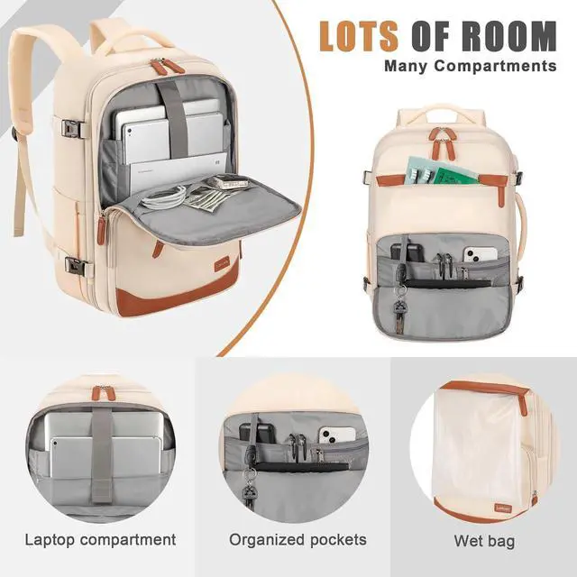 Alt view image 3 of 5 - Velaybor 50L Travel Backpack with USB Charging Port, Water-Resistant Carry On Backpack for Men Women, Business Laptop Backpack for Trips & Commutes, Fits 18 Inch Laptop