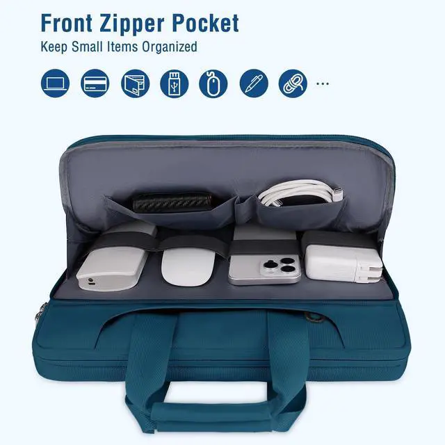 Alt view image 2 of 5 - MOSISO 360 Protective Laptop Shoulder Bag Compatible with MacBook Air 13 inch M4 M3 M2 M1 2025-2018/Pro M2 M1 2025-2016,Matching Color Sleeve with Belt,Teal Green