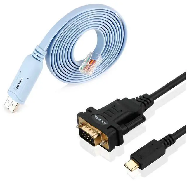Main image of OIKWAN 10ft USB-C to RS232 DB9 Serial Cable Male Converter Adapter and USB Console Cable with FTDI Chipset for Windows 11,10, 8.1, 8, 7, Vista, XP, 2000, Linux and Mac OS X 10.6 (10ft)
