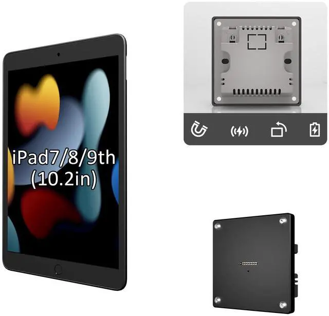 Main image of Zilvex Magnetic WallMount Charging Kit for iPad 10.2 (7th/8th/9th Gen)  15W FastCharge Tablet Holder with TPU Protective Case, 360° Rotation