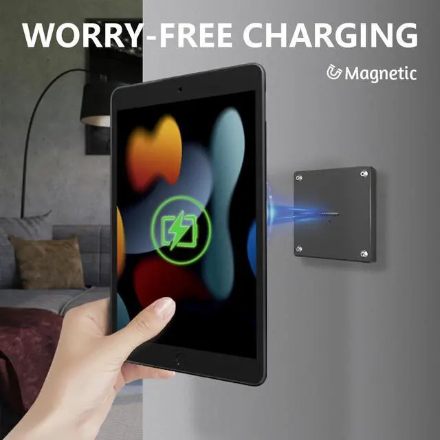 Alt view image 2 of 5 - Zilvex Magnetic WallMount Charging Kit for iPad 10.2 (7th/8th/9th Gen)  15W FastCharge Tablet Holder with TPU Protective Case, 360° Rotation
