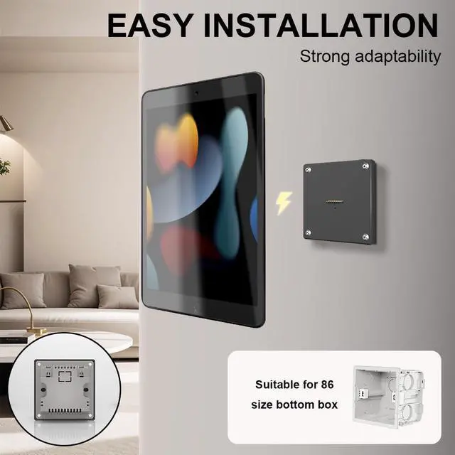 Alt view image 5 of 5 - Zilvex Magnetic WallMount Charging Kit for iPad 10.2 (7th/8th/9th Gen)  15W FastCharge Tablet Holder with TPU Protective Case, 360° Rotation