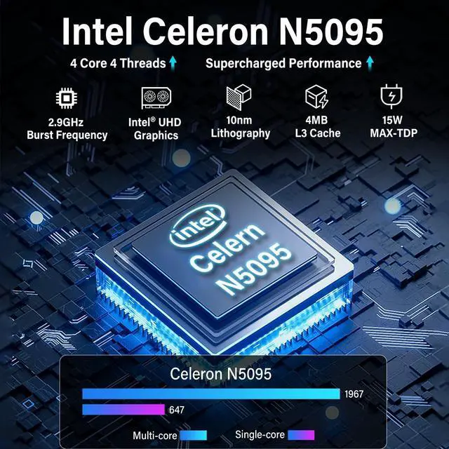 Alt view image 3 of 5 - HEIGAOLAPC Mini PC,10.1 Inch Touchscreen Win 11 Pro Mini Computer, Celeron N5095 8GB RAM/128GB ROM Mini PC with Screen,Dual RS232 HDMI,BT 5.0,WiFi 5.0,Type-C,Support Auto-Boot.