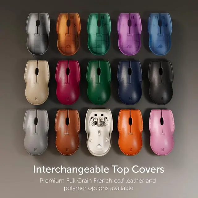 Alt view image 3 of 5 - LUNAR ARTEFACTS Ambidextrous Rechargeable Bluetooth Wireless Computer Mouse Blue Translucent with White Powder Coated Aluminum, USB-C