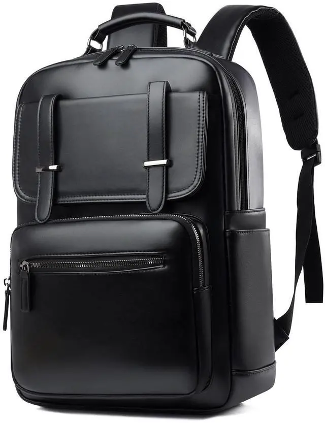 Main image of Saddhu Laptop Backpack for Women, Faux Leather Business Travel Bag for Commuter Work Office (Black 02)