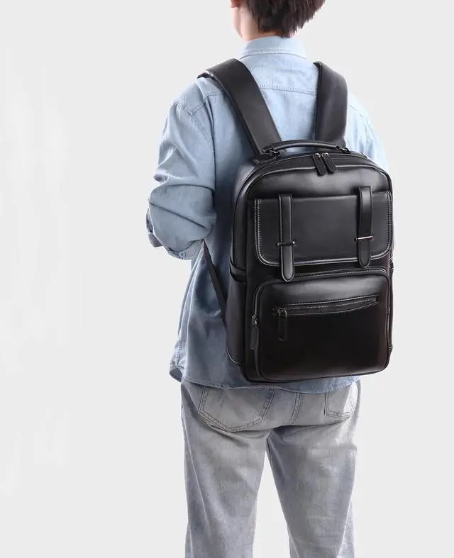 Alt view image 2 of 5 - Saddhu Laptop Backpack for Women, Faux Leather Business Travel Bag for Commuter Work Office (Black 02)