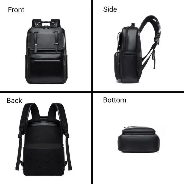 Alt view image 4 of 5 - Saddhu Laptop Backpack for Women, Faux Leather Business Travel Bag for Commuter Work Office (Black 02)