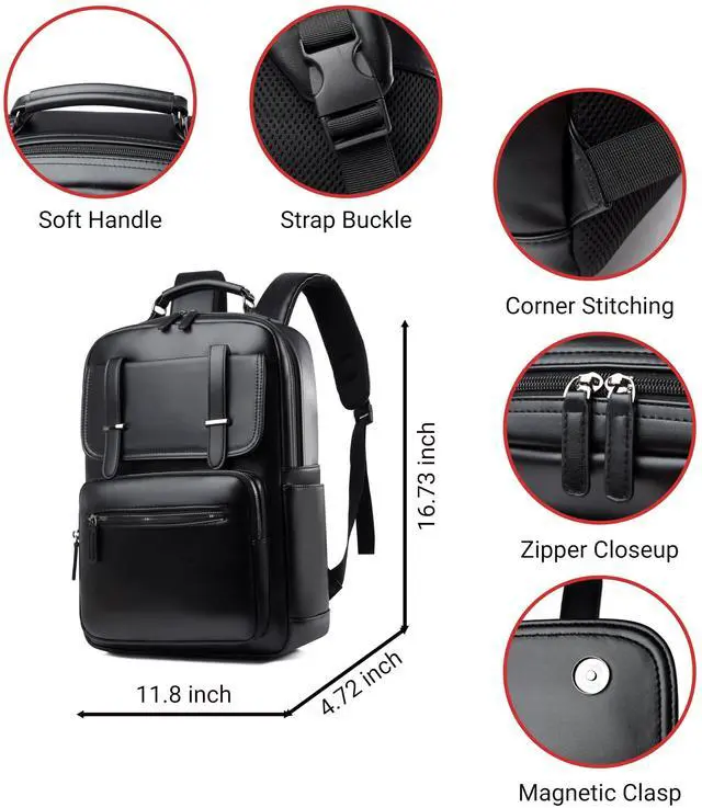 Alt view image 3 of 5 - Saddhu Laptop Backpack for Women, Faux Leather Business Travel Bag for Commuter Work Office (Black 02)