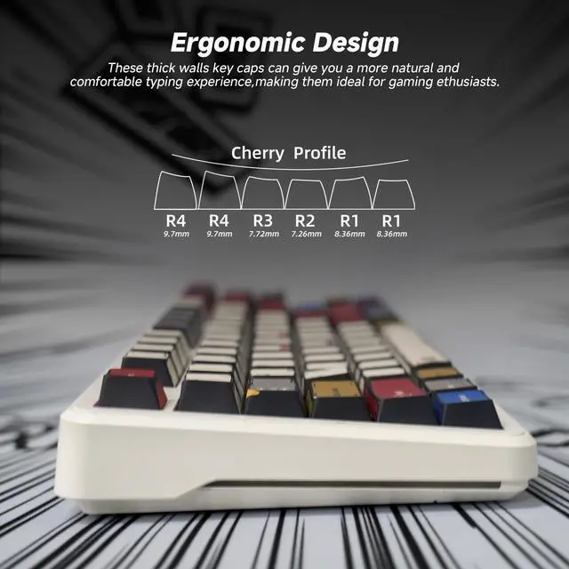 Alt view image 5 of 5 - FunHub Retro PBT Keycaps,Anime Themed Japanese Manga Key Caps,Cherry Profile Shine Through Side Printed Keycaps 137 Keys Set for 60 65 75 100 Percent MX Switches Double Shot Backlit Keyboard-Colorful