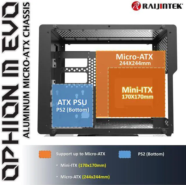 Alt view image 3 of 5 - RAIJINTEK Ophion M Evo TGS Micro-ATX, Tempered Glass