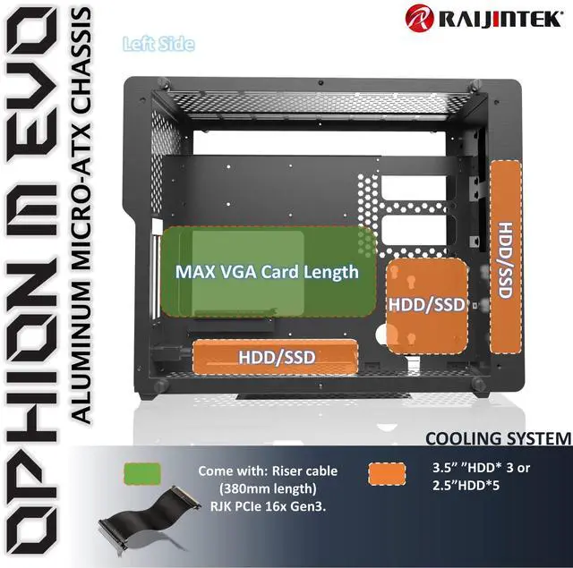 Alt view image 5 of 5 - RAIJINTEK Ophion M Evo TGS Micro-ATX, Tempered Glass