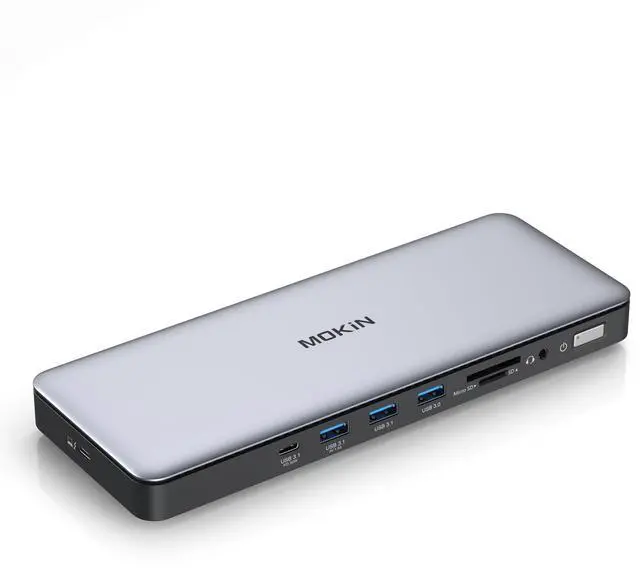 Main image of MOKiN Thunderbolt 4 Dock - 16 Ports, USB C Docking Station 3 Monitors for Laptop with 2*Thunderbolt 4 Port, 96W Charger, 2.5Gbps Ethernet for Dell, HP, Lenovo, MacBookIntel Thunderbolt Certified
