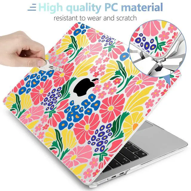 Alt view image 4 of 5 - MEEgoodo for M4/M3/M2 MacBook Air 15.3 inch Case 2025 2024 2023, Case Fit Model (A3241/A3114/A2941) for MacBook Air 15 inch, Laptop Hard Shell with Keyboard Cover, Groovy Flower