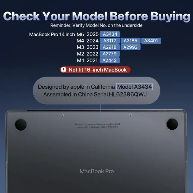 Alt view image 5 of 5 - Soonjet for MacBook Pro 14 inch Case | 2025-2021 M5 M4 M3 M2 M1 Pro/Max | Anti-Crack Upgrade | 100% Match Official Color | Protective Hard Shell Laptop CoverArmor Midnight