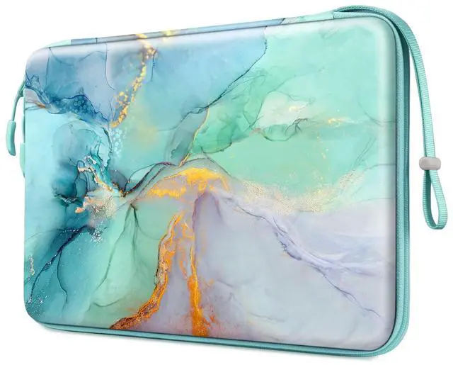Main image of FINPAC Hard Laptop Sleeve Case for 13 inch MacBook Air M3 M2 M1 2024, 14 inch MacBook Pro M4/M3/M2/M1 A2918 A2992 A2779 A2442, Waterproof Case for Dell, Surface Laptop, HP, Acer, Emerald Marble