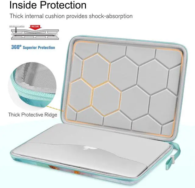 Alt view image 4 of 5 - FINPAC Hard Laptop Sleeve Case for 13 inch MacBook Air M3 M2 M1 2024, 14 inch MacBook Pro M4/M3/M2/M1 A2918 A2992 A2779 A2442, Waterproof Case for Dell, Surface Laptop, HP, Acer, Emerald Marble