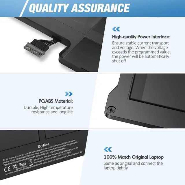 Alt view image 3 of 5 - RayHom 7200mAh Replacement Battery for MacBook Air 13" A1466 (2012-2017) & A1369 (2010-2011), High Performance, Compatible with A1496 A1405 A1377, Easy Installation