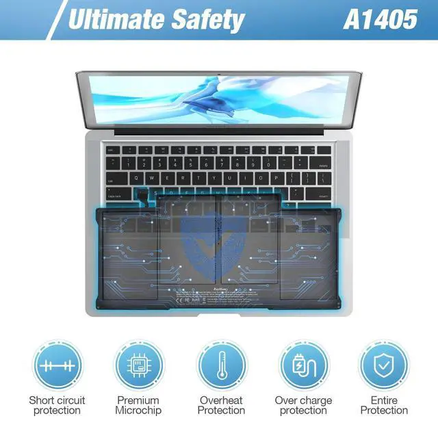 Alt view image 4 of 5 - RayHom 7200mAh Replacement Battery for MacBook Air 13" A1466 (2012-2017) & A1369 (2010-2011), High Performance, Compatible with A1496 A1405 A1377, Easy Installation