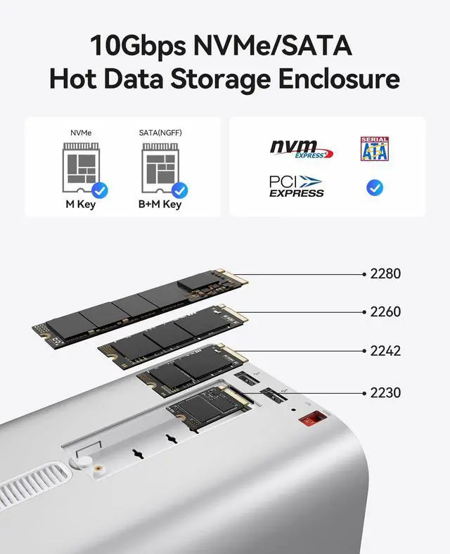 Alt view image 4 of 5 - ORICO MiniTower 2 Bay RAID Enclosure Compatible NVMe SSD 10Gbps with Expansion Hub Docking Station for Mac mini M4 Max Up to 56TB-M435