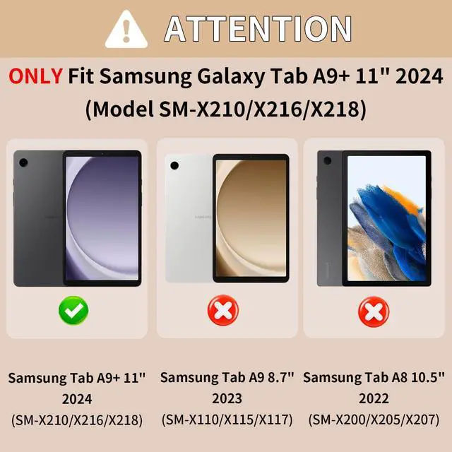 Alt view image 3 of 5 - Stweap Case for Samsung Galaxy Tab A9+/ A9 Plus Case 11" 2023 (SM-X210/X216/X218), Heavy Duty Shockproof Protective Case with Screen Protector, Rotating Stand and Hand/Shoulder Strap (Black+SkyBlue)