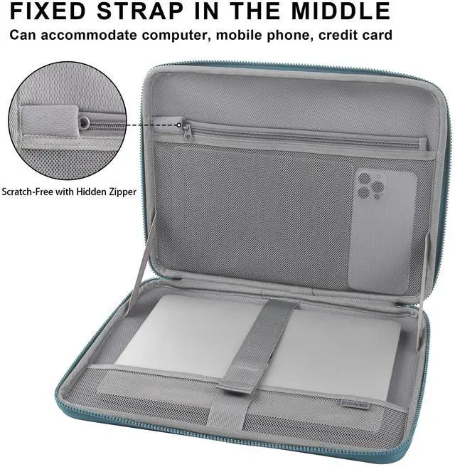 Alt view image 5 of 5 - DOMISO 14 Inch Laptop Hard Case, Waterproof Shockproof Hard Shell Laptop Sleeve Protective Computer Bag for Most 14" Laptops/Lenovo ThinkPad/Dell XPS/HP Pavilion/Macbook Pro, Teal