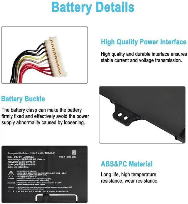 Alt view image 3 of 5 - TAICROWNE 68Wh AA-PBMN4VN Replacement Laptop Battery for Samsung Galaxy Book Pro 360 15 15.6 15.6" Galaxy Book Pro 15 NP950XDB 15 NP950QDB Series BA4300398 BA4300398A 4ICP5/71/80 4405mAh 15.44V