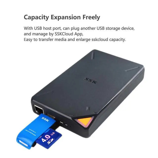 Alt view image 4 of 5 - SSK 1TB Personal Cloud External Wireless Hard Drive Portable NAS Storage with WiFi Hotspot for Travel, Support Auto Backup Connect SD Card Reader Share Data for iPhone iPad Tablet Laptop