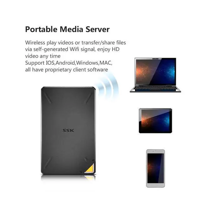 Alt view image 5 of 5 - SSK 1TB Personal Cloud External Wireless Hard Drive Portable NAS Storage with WiFi Hotspot for Travel, Support Auto Backup Connect SD Card Reader Share Data for iPhone iPad Tablet Laptop