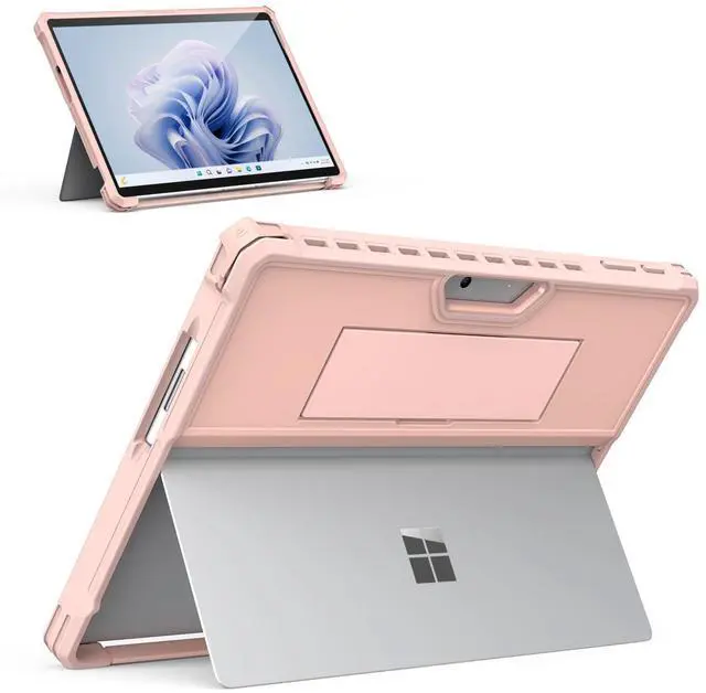 Main image of MoKo Case Compatible with Microsoft Surface Pro 11, Surface Pro 10, Surface Pro 9 13 Inch, All-in-One Protective Rugged Cover with Hand Strap, Compatible with Type Cover Keyboard, Rose Gold