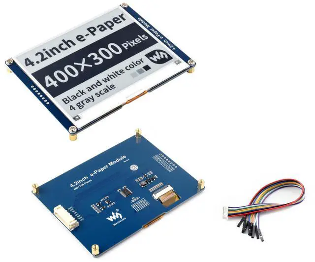 Main image of 4.2inch e-Paper Module E-Ink Display Compatible with Raspberry Pi 5/4B/3B+/Zero/Zero W/Zero 2W/Pico/Pico W/Pico 2/Pico 2W, 400x300 Pixels, Black/White Color SPI Interface, Support Partial Refresh